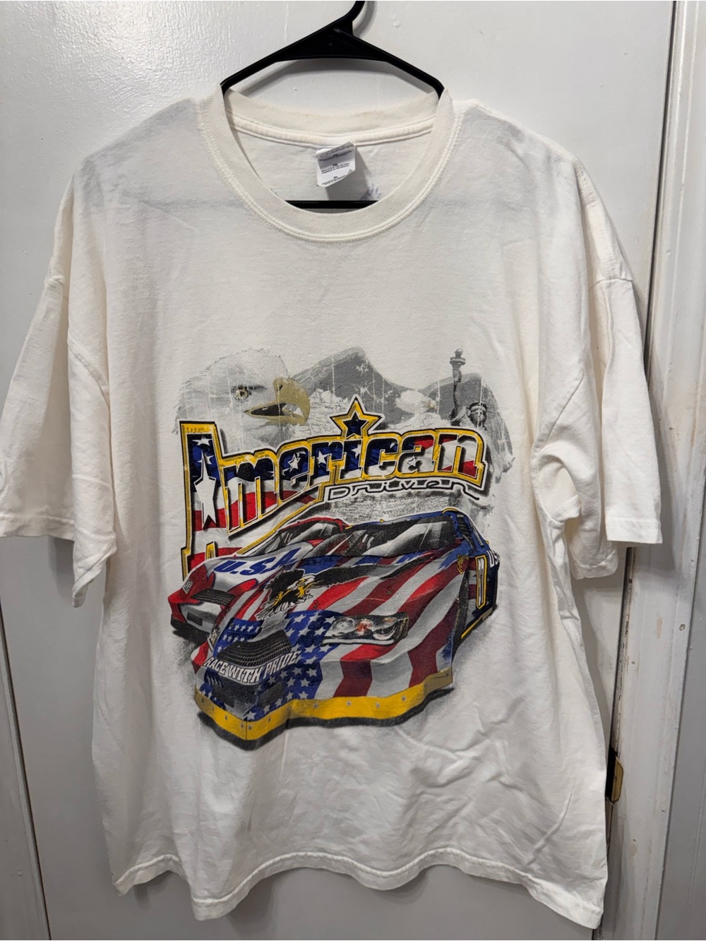 Vintage American Pride NASCAR Racing T-Shirt XL Eagle Patriotic Graphic USA